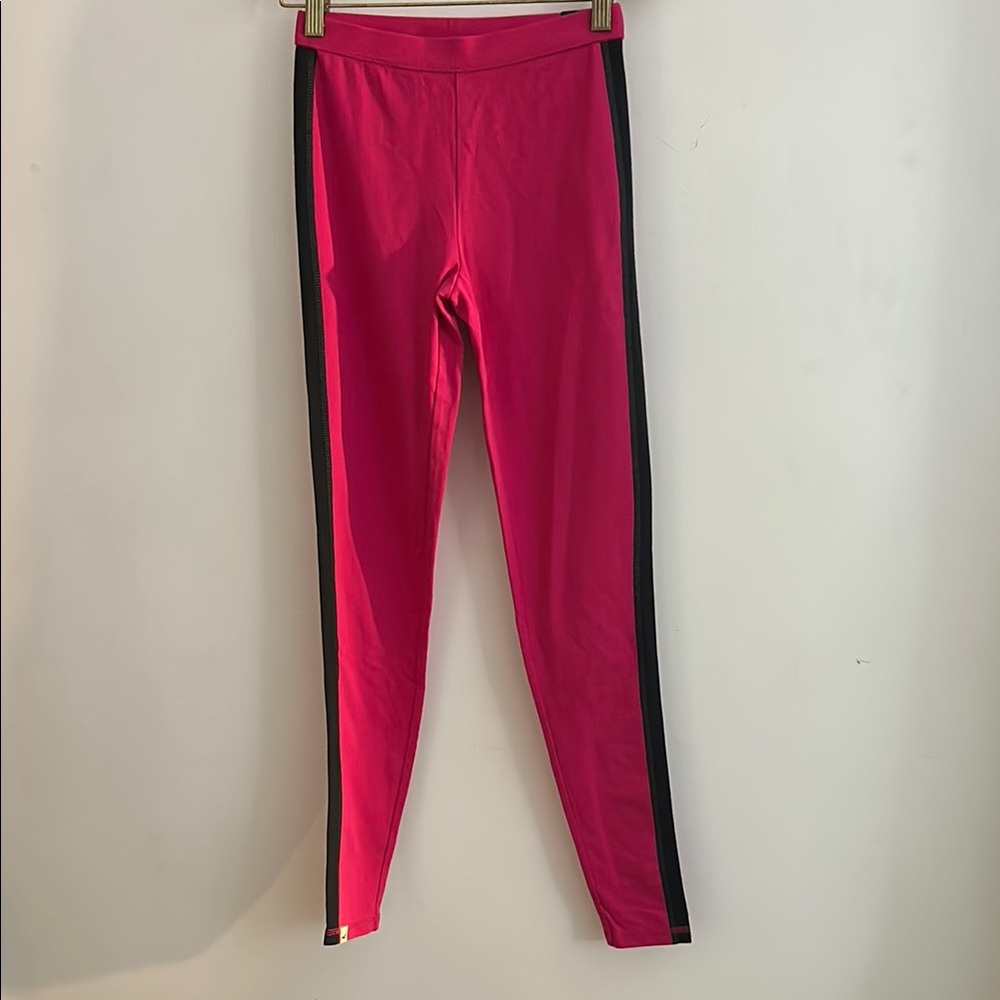 Kids Pink Leggings with Black Stripes
